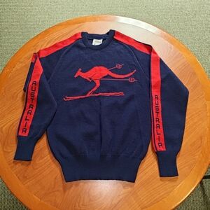 Vtg HySport Skiing Kangaroo Design Navy Blue Men's Size S Women's M AUS Size 14
